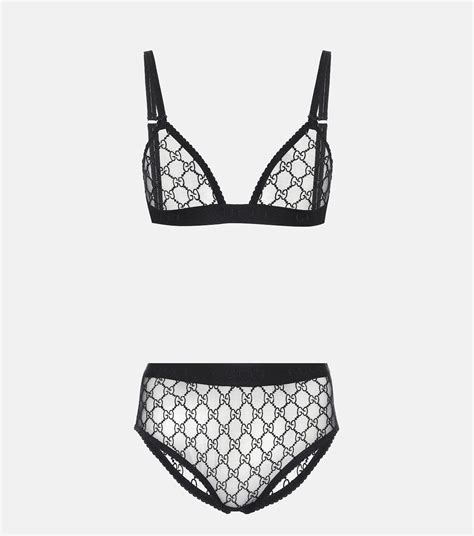 Gucci: Black GG Star Bra & Briefs Set 